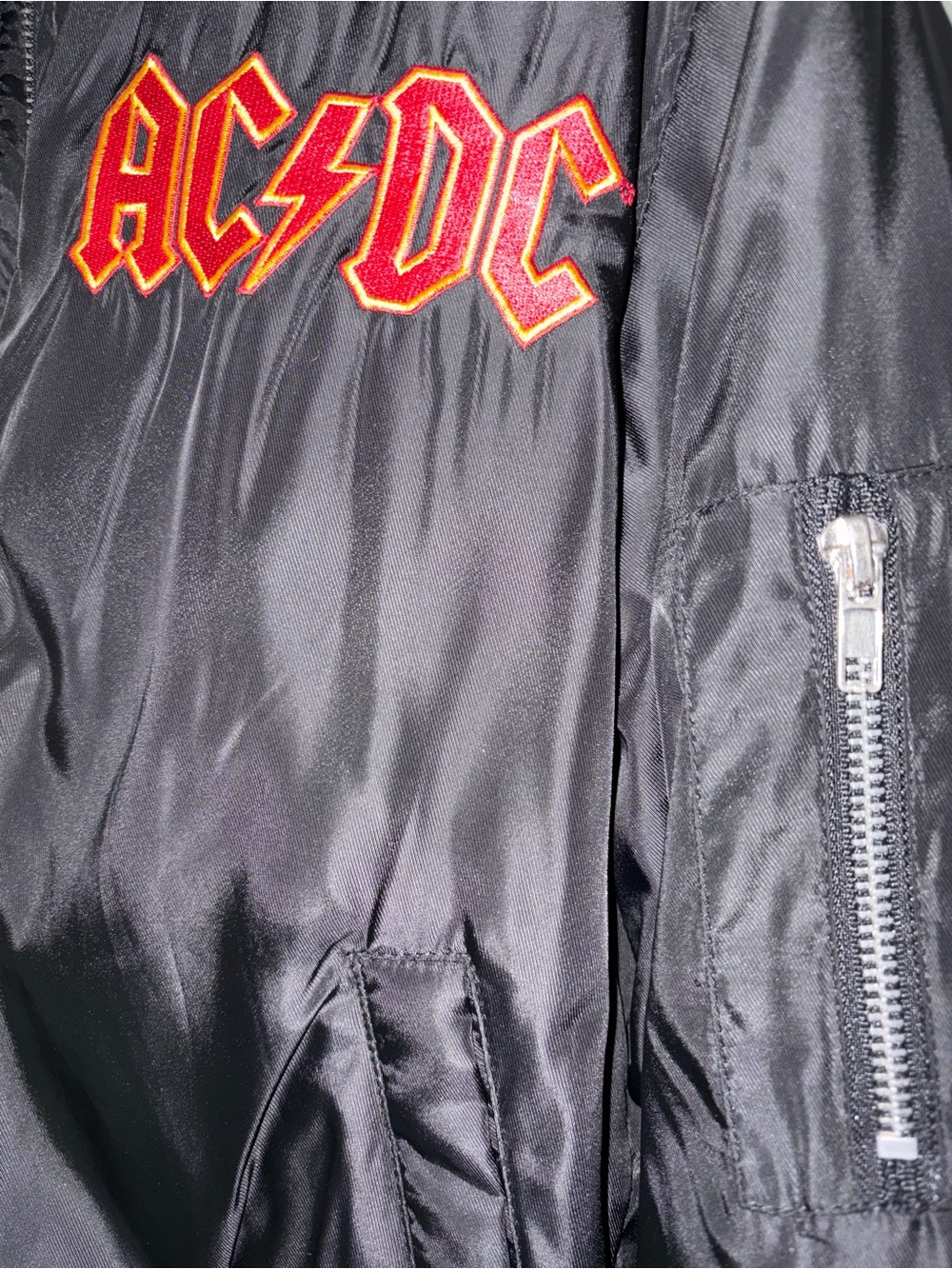 Vintage AC/DC Heavy Metal Rock Band Tour BomberJacket w/ Logo. Punk, Streetwear - Picture 6 of 10